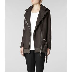 AllSaints Cedar Wool Blend Biker Coat sz 2